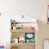 SoBuy KMB121-WN Lasten Kirjahylly 4 Tasoa – Montessori-tyylinen Kirja- ja Leluhylly Lastenhuoneeseen, Valkoinen & Luonnonpuu 60×15×130,5 cm