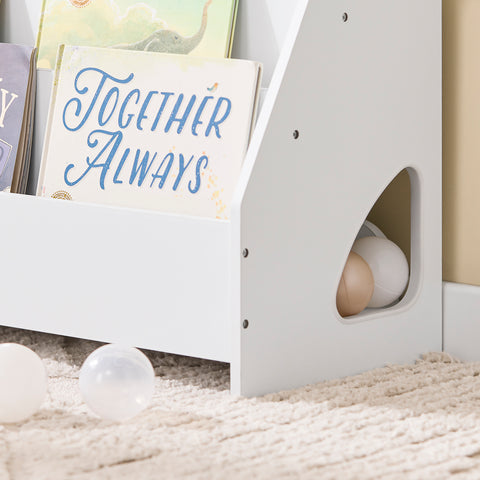 SoBuy Lasten kirjahylly - 4-hyllyä | Kirjoille ja Leluille | Valkoinen 70x30x60cm KMB32-K-W