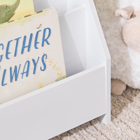 SoBuy Lasten kirjahylly - 4-hyllyä | Kirjoille ja Leluille | Valkoinen 70x30x60cm KMB32-K-W