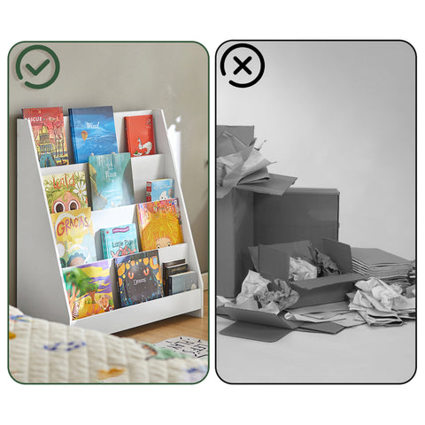 SoBuy KMB32-W Lasten Kirjahylly, 4-Tasoinen Säilytyshylly Lastenhuoneeseen, Leikkikalu- ja Kirjahylly, Valkoinen, 80x30x88 cm