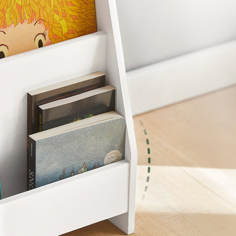 SoBuy KMB32-W Lasten Kirjahylly, 4-Tasoinen Säilytyshylly Lastenhuoneeseen, Leikkikalu- ja Kirjahylly, Valkoinen, 80x30x88 cm