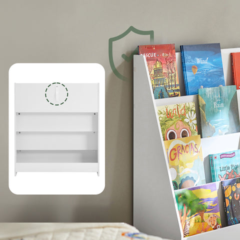 SoBuy KMB32-W Lasten Kirjahylly, 4-Tasoinen Säilytyshylly Lastenhuoneeseen, Leikkikalu- ja Kirjahylly, Valkoinen, 80x30x88 cm