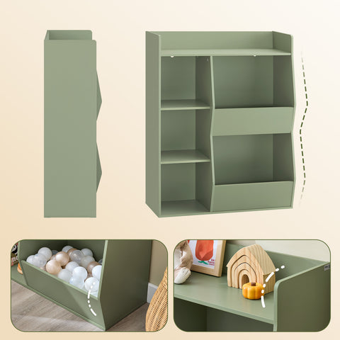 Ennakkomyynti SoBuy KMB55-K-GR Lasten kirjahylly Lelujen säilytyshylly 5 lokerolla Säilytyskaluste Leluhylly Kirjahylly Lehtiteline Vihreä 80x34x104 cm
