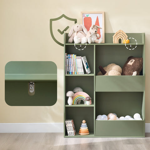 Ennakkomyynti SoBuy KMB55-K-GR Lasten kirjahylly Lelujen säilytyshylly 5 lokerolla Säilytyskaluste Leluhylly Kirjahylly Lehtiteline Vihreä 80x34x104 cm