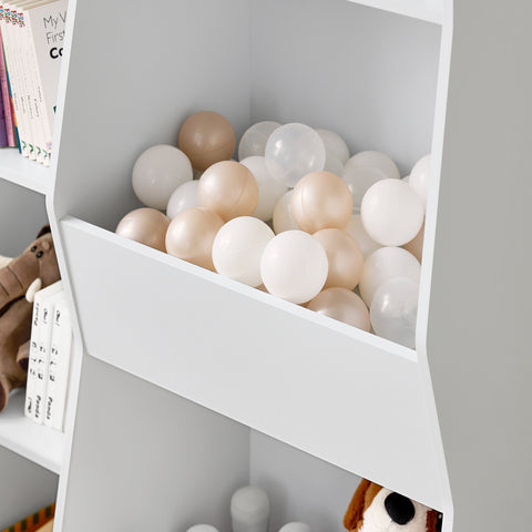 SoBuy KMB55-K-W Lasten Kirjahylly Lelujen Säilytys 5 Lokeroa Säilytyshylly Kirjahylly Lehtiteline Valkoinen 80x34x104cm  [Tuotetiedot]: Paino: noin 16,9 kg. Kant