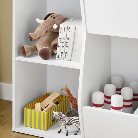 SoBuy KMB55-K-W Lasten Kirjahylly Lelujen Säilytys 5 Lokeroa Säilytyshylly Kirjahylly Lehtiteline Valkoinen 80x34x104cm  [Tuotetiedot]: Paino: noin 16,9 kg. Kant