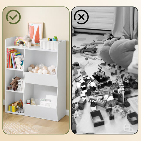 SoBuy KMB55-K-W Lasten Kirjahylly Lelujen Säilytys 5 Lokeroa Säilytyshylly Kirjahylly Lehtiteline Valkoinen 80x34x104cm  [Tuotetiedot]: Paino: noin 16,9 kg. Kant