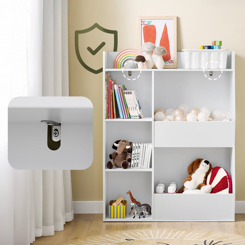 SoBuy KMB55-K-W Lasten Kirjahylly Lelujen Säilytys 5 Lokeroa Säilytyshylly Kirjahylly Lehtiteline Valkoinen 80x34x104cm  [Tuotetiedot]: Paino: noin 16,9 kg. Kant