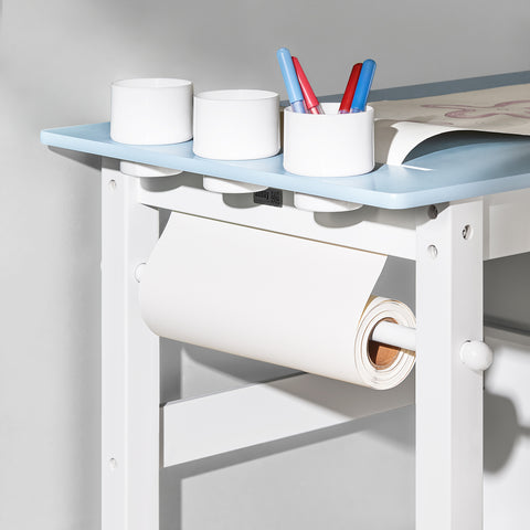 SoBuy lasten pöytä- ja tuolisetti – 2 osaa, mukana DIY-tarrat ja 3 kynäpurkkia, sinivalkoinen KMB60-B