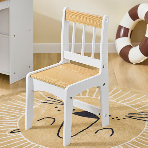 SoBuy KMB60-WN Lasten pöytä ja tuoli, 2-osainen setti – pöytä ja tuoli lapsille, kirjoituspöytä kahdella hyllyllä, paperipidikkeellä ja kynäsäilytyksellä, valkoinen–luonnollinen, 80x50x66