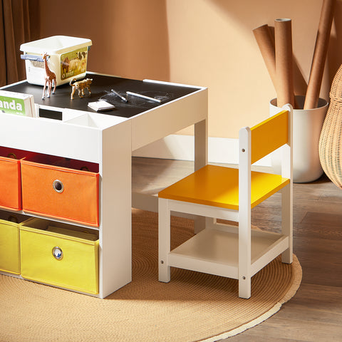 SoBuy 2-osainen Lasten pöytä ja tuolisarja kirjoituspöytä säilytystilalla KMB75-K-W