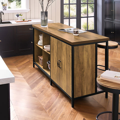 Ennakkomyynti SoBuy KNL01-F 170 cm Keittiösaareke – Monikäyttöinen Säilytyskaluste & Työtaso, Vintage-ruskea