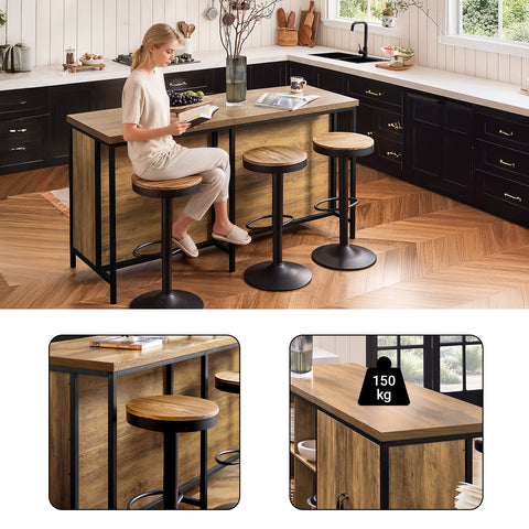 Ennakkomyynti SoBuy KNL01-F 170 cm Keittiösaareke – Monikäyttöinen Säilytyskaluste & Työtaso, Vintage-ruskea