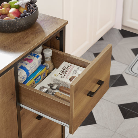 SoBuy KNL02-PF Keittiön Säilytyskaappi – Laaja Säilytystila, 2 Ovea, 3 Laatikkoa, Pyyheteline ja Lisähylly, 113×69×106 cm