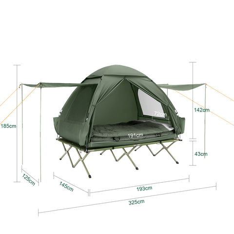 SoBuy 7-in-1 Teltta 2 Hengelle – Retkiteltta | 193x145x185cm Vihreä OGS32-L-GR