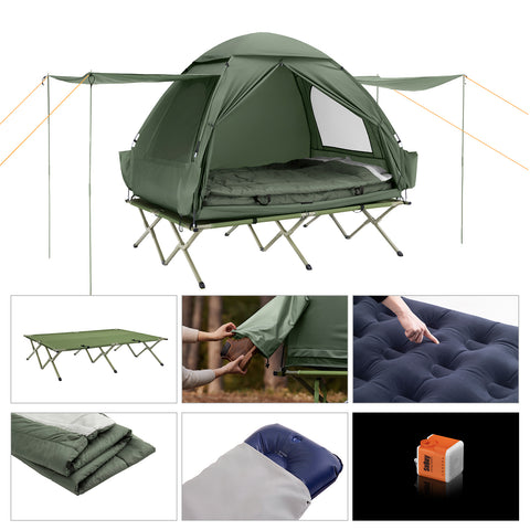 SoBuy 7-in-1 Teltta 2 Hengelle – Retkiteltta | 193x145x185cm Vihreä OGS32-L-GR
