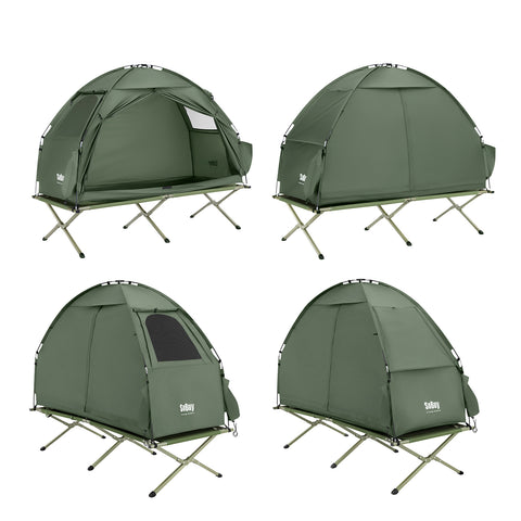 SoBuy Teltta 1 Hengelle – Säilytystaskuilla ja Lamppukoukulla, 2-in-1 Kevyt retkiteltta | 193x86x160cm Vihreä OGS32-II-GR