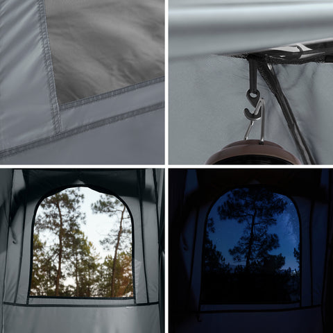 SoBuy Teltta 1 Hengelle – Säilytystaskuilla ja Lamppukoukulla, 2-in-1 Kevyt retkiteltta | 193x86x160cm Harmaa OGS32-II-HG