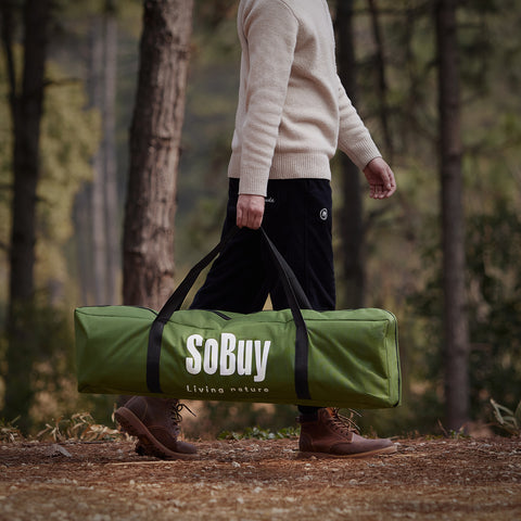 SoBuy Teltta 2 Hengelle - Ja Kenttäsänky, 2-in-1 Retkiteltta | 193x145x185cm Vihreä OGS32-II-L-GR