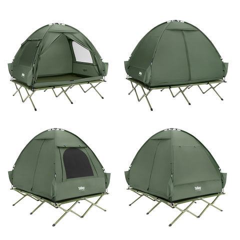 SoBuy Teltta 2 Hengelle - Ja Kenttäsänky, 2-in-1 Retkiteltta | 193x145x185cm Vihreä OGS32-II-L-GR