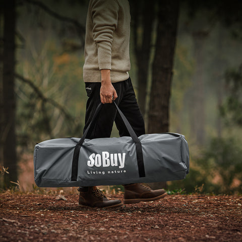 SoBuy Teltta 2 Hengelle - Ja Kenttäsänky, 2-in-1 Retkiteltta | 193x145x185cm Harmaa OGS32-II-L-HG