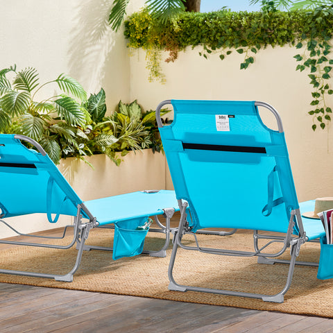 SoBuy Taitettava Aurinkotuoli 4 Asentoa – Puutarhaan tai Parvekkeelle | Sininen OGS35-B