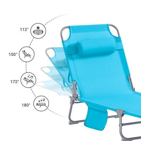 SoBuy Taitettava Aurinkotuoli 4 Asentoa – Puutarhaan tai Parvekkeelle | Sininen OGS35-B