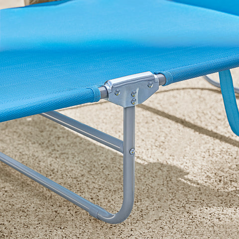 SoBuy 2 x Taitettava Aurinkotuoli 4 Asentoa – Puutarhaan tai Parvekkeelle | Sininen OGS35-Bx2