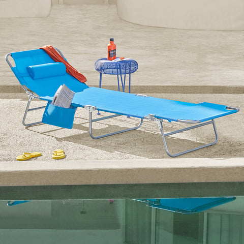 SoBuy 2 x Taitettava Aurinkotuoli 4 Asentoa – Puutarhaan tai Parvekkeelle | Sininen OGS35-Bx2