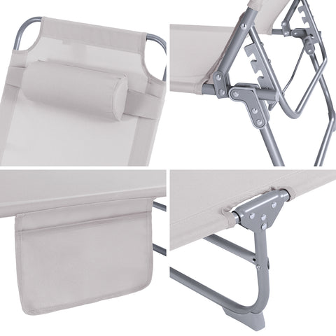 SoBuy Taitettava Aurinkotuoli 4 Asentoa - Puutarhaan tai Parvekkeelle | Beige OGS35-MI