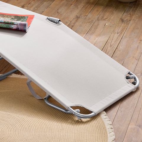 SoBuy 2 x Taitettava Aurinkotuoli 4 Asentoa – Puutarhaan tai Parvekkeelle | Beige OGS35-MIx2