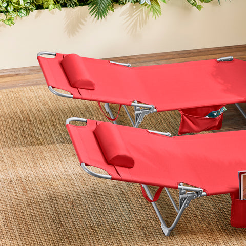 SoBuy Taitettava Aurinkotuoli 4 Asentoa – Puutarhaan tai Parvekkeelle | Punainen OGS35-R