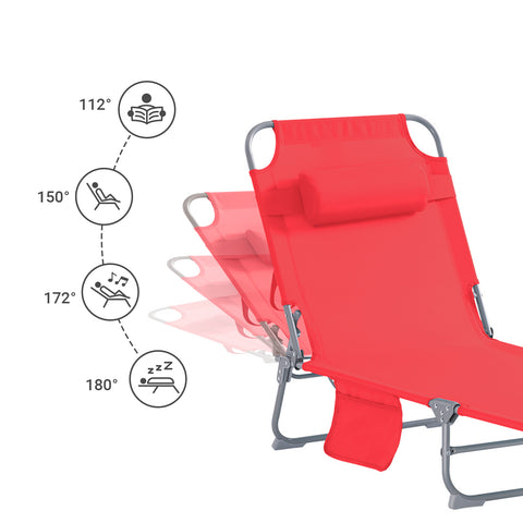 SoBuy Taitettava Aurinkotuoli 4 Asentoa – Puutarhaan tai Parvekkeelle | Punainen OGS35-R