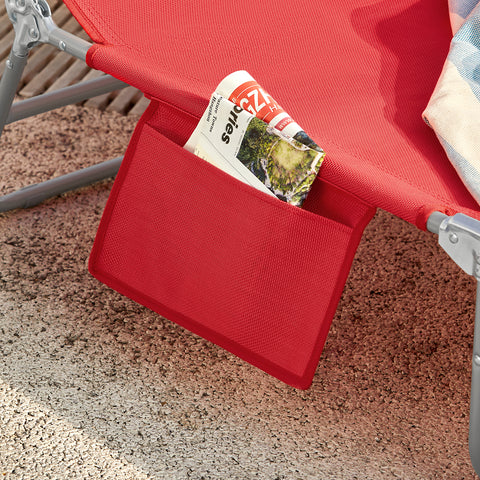 SoBuy 2 x Taitettava Aurinkotuoli 4 Asentoa – Puutarhaan tai Parvekkeelle | Punainen OGS35-Rx2