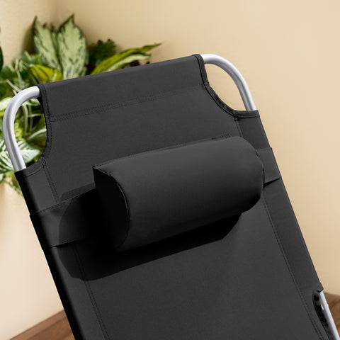 SoBuy Taitettava Aurinkotuoli 4 Asentoa – Puutarhaan tai Parvekkeelle | Musta OGS35-SCH