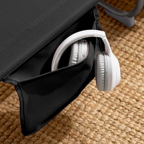 SoBuy Taitettava Aurinkotuoli 4 Asentoa – Puutarhaan tai Parvekkeelle | Musta OGS35-SCH