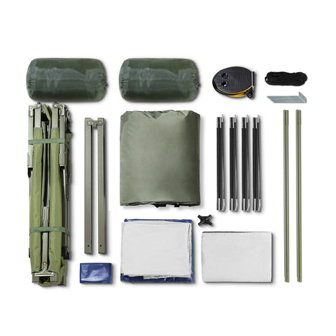 SoBuy 4-in-1 Teltta katoksella 2 Hengelle – Retkiteltta | 193x145x185cm Vihreä OGS61-L-GR