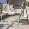 SoBuy OGS62-MI Riipputuoli Aurinkokatoksella – Keinutuoli Rentoutumiseen Puutarhaan ja Parvekkeelle, Beige, 108 × 126 × 163 cm