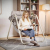 SoBuy OGS62-MI Riipputuoli Aurinkokatoksella – Keinutuoli Rentoutumiseen Puutarhaan ja Parvekkeelle, Beige, 108 × 126 × 163 cm