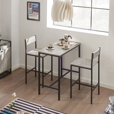 SoBuy OGT03-HG Korkea Keittiöpöytä 87 cm + 2 Baarijakkaraa – Kompakti Baarisetti Pieneen Tilaan, Parvekkeelle, Olohuoneeseen ja Keittiöön – Moderni Teollinen Puu & Metalli