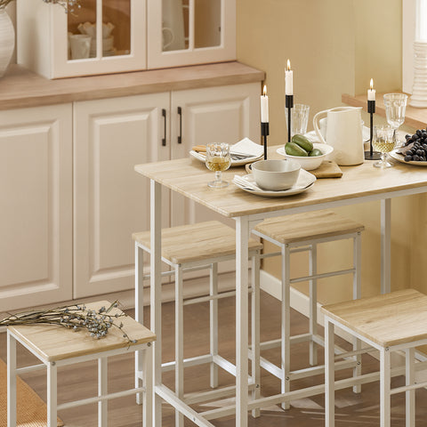 SoBuy OGT11-WN – Korkea Baaripöytä ja 4 Jakkaraa | Tilaa Säästävä, Tyylikäs & Tukeva Setti