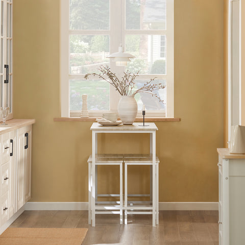 SoBuy OGT11-WN – Korkea Baaripöytä ja 4 Jakkaraa | Tilaa Säästävä, Tyylikäs & Tukeva Setti