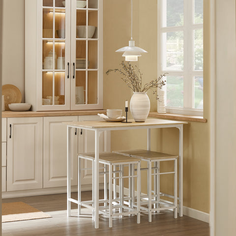 SoBuy OGT11-WN – Korkea Baaripöytä ja 4 Jakkaraa | Tilaa Säästävä, Tyylikäs & Tukeva Setti