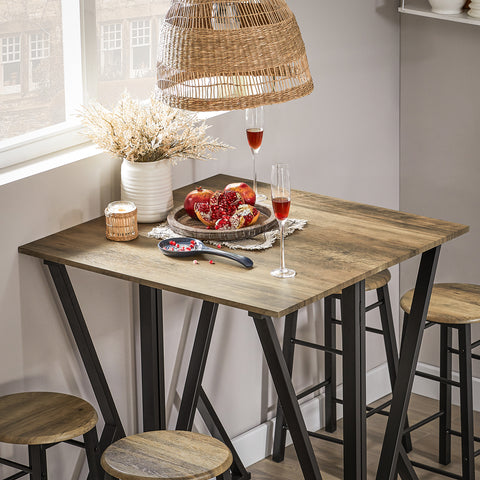 SoBuy Ruokailuryhmä 4 Hengelle Metalli ja puukuitulevyä Beige OGT24-N