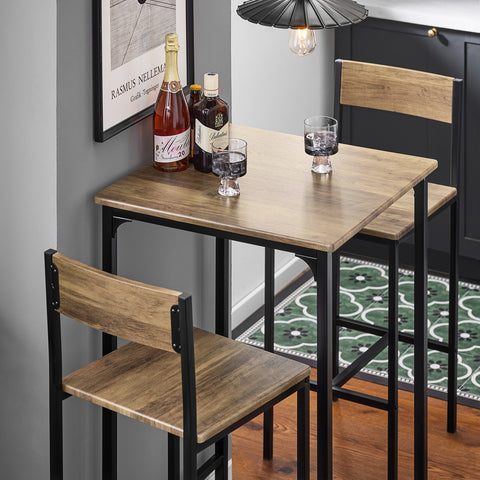 SoBuy Ruokailuryhmä 2 Hengelle puukuitulevyä ja Metalli Beige OGT27-N