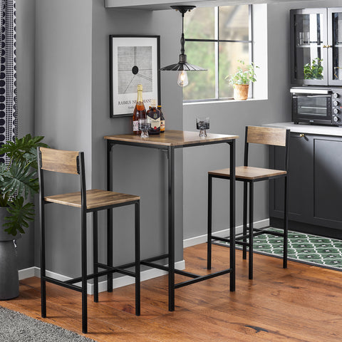 SoBuy Ruokailuryhmä 2 Hengelle puukuitulevyä ja Metalli Beige OGT27-N