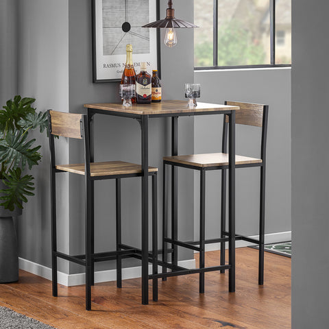 SoBuy Ruokailuryhmä 2 Hengelle puukuitulevyä ja Metalli Beige OGT27-N