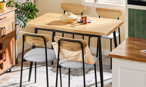 SoBuy OGT52-N 5-osainen ruokailuryhmä mukavilla tuoleilla, pöytä ja 4 tuolia, kompakti keittiöpöytä pieniin tiloihin, ihanteellinen ruokasaliin, keittiöön ja olohuoneeseen