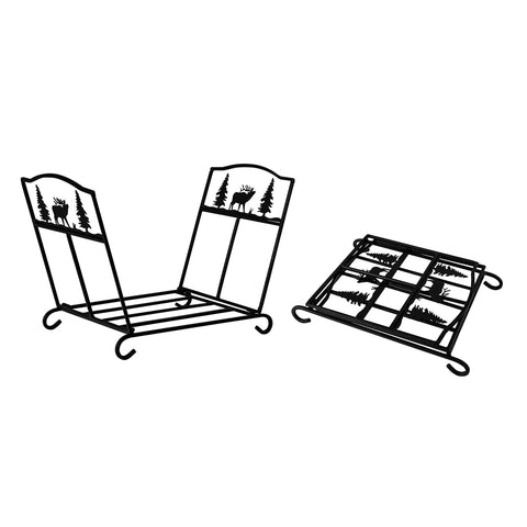 SoBuy Metallinen polttopuuteline sisälle Puutelineet SDA05-SCH