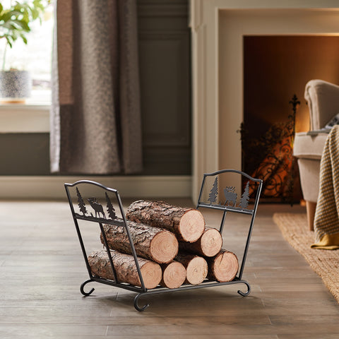 SoBuy Metallinen polttopuuteline sisälle Puutelineet SDA05-SCH